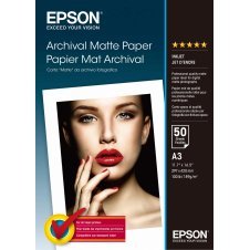 Papel Epson Archival Matte Paper, DIN A3, 189 g/m², 50 hojas C13S041344