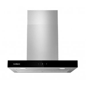Campana decorativa de pared horizontal Corberó NANGA675XB, t-invertida, 60 cm, 756 m3/h, clase A, 3 velocidades, 68dB, filtro aluminio, 2 luces LED, acero inox negro