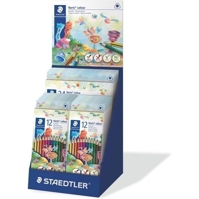 Staedtler Noris Colour 187 Expositor de 25 Estuches de Lapices Triangulares de Colores - Resistencia a la Rotura - Colores Surtidos
