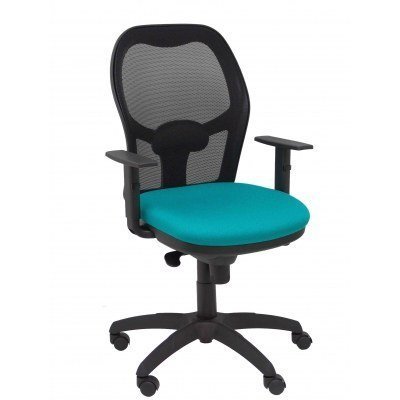 Silla Jorquera malla negra asiento bali turquesa