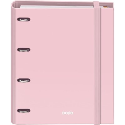 Dohe Serenity Carpeta de 4 Anillas Mixtas de 35mm Recambio 100 Hojas Cuadricula 5mm - Formato A4 - Cierre con Goma - Incluye 4 Separadores y Sobre de Polipropileno - Color Rosa