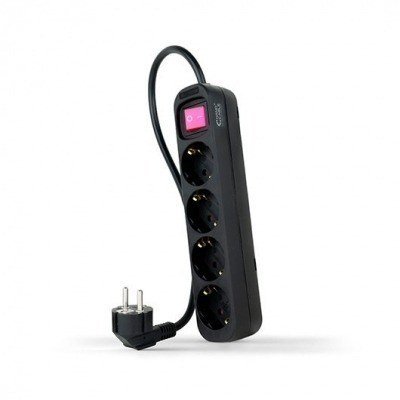 REGLETA 4 TOMAS 1.4M CON INTERRUPTOR NANOCABLE NEGRO