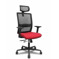 Piqueras y Crespo Silla Haches traslack malla negra asiento bali rojo brazos 2D ruedas 65mm cabecero regulable