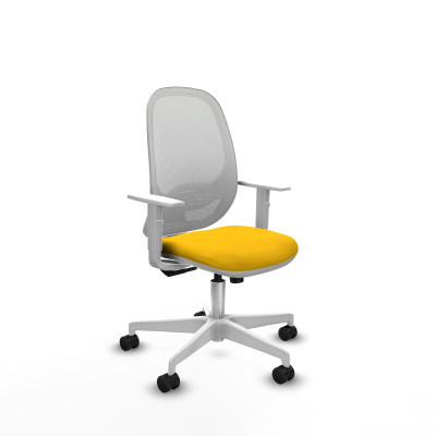 Cilanco blanca sincro malla blanca bali amarillo brazos blancos base blanca ruedas 65mm nailon