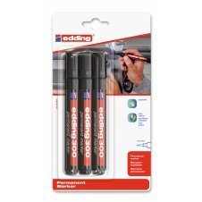 Edding 300 marcador permanente Punta redonda Negro 3 pieza(s)