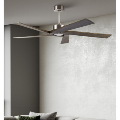 Ventilador Dc Nadir Niquel/rustico Sin Luz 5 Aspas 142,2d C/control Remoto Y Temporizador