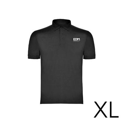 *merchandising* polo negro talla-xl manga corta bordado edm