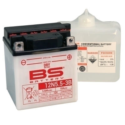 BS BATTERY Battery Conventional with Acid Pack - 12N5.5A-3B 310532