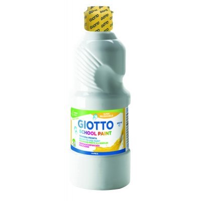 Giotto School Paint Tempera - 500ml - Lista para el Uso - Super Lavable - Botella Bio Pet - Color Blanco