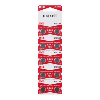 Maxell Pack de 10 Pilas Alcalinas de Boton LR43 1.5V