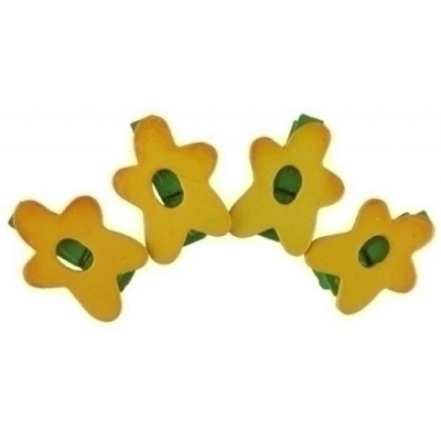 PINZAS SMART MADERA FLORES AMAR. PACK 4