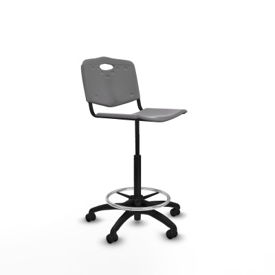 Taburete Robledo giratorio plástico gris claro sin brazos base poliamida ruedas engomadas 50mm