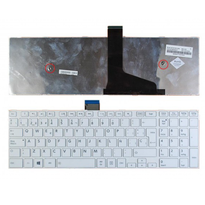 Teclado compatible para portátil TOSHIBA Satellite c50/ c50d/ c55/ c55d blanco con marco