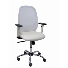 Piqueras y Crespo Silla Cilanco blanca malla blanca asto similpiel blanco brazo reg. base crom RP
