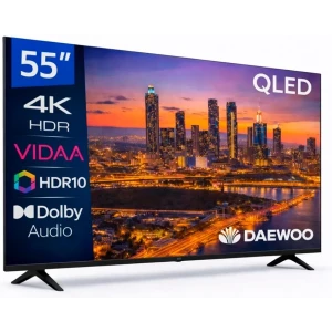 Televisor QLED Daewoo 55VB56QV, 55 pulgadas, 4K UHD, Smart TV VIDAA, HDR10, negro