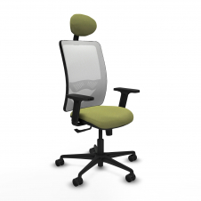 Piqueras y Crespo Zulema sincro malla blanca bali verde oliva brazos 2D base nailon cabecero fijo ruedas 65mm nailon