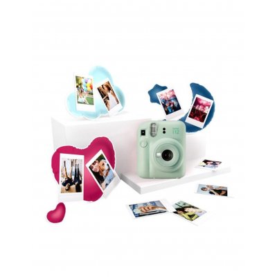 Cámara instantánea Fujifilm Instax Mini 12 Pack Best Memories - Color Mint Green | Incluye film de 10 fotos | Exposición automática | Flash auto | Espejo para selfies | 3 portafotos incluidos