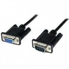 CABLE 2M MÓDEM NULO NULL SERIE SERIAL DB9 HEMBRA A MACHO - NEGRO