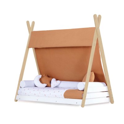 Cama cabaña Montessori madera 70x140 cm + colchón + textil Ariake · Homy Life