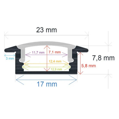 Perfil LED Empotrar 23x7,8mm 2m