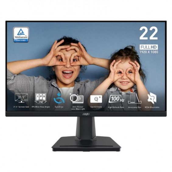 Monitor MSI PRO MP225 E12VL, 21,5 pulgadas, Full HD, VA, 120 Hz, HDMI, VGA, VESA 100x100, negro