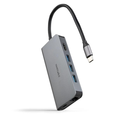 Hub Usb 8 en 1 Usb-A+HDMI+Usb-C PD+RJ45+TF+SD Nanocable