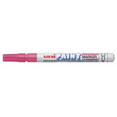 Uni-ball PX-21 Paint Marker - Marcador de Pintura - Punta Acrilica de Bala 0.8-1.2mm - Linea Fina - Cuerpo de Aluminio - Tinta Permanente Resistente a Luz y Agua - Color Rosa