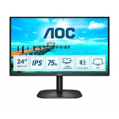 Monitor led 24 pulgadas aoc 24b2xda - ips - hdmi - vga - dvi - 75hz - 4ms - altavoces - vesa 100x100