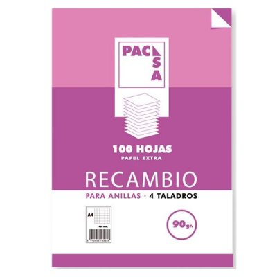 PACSA Recambio 4 taladros 100h 90g cuadricula 4x4 folio
