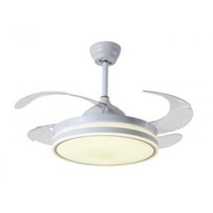 Ventilador de techo FM VT-SENZA ECO, 107 cm, 36W, 4 aspas transparentes, giro invertido, 3 tipos de luz, 6 velocidades, temporizador hasta 2 h, motor DC, blanco
