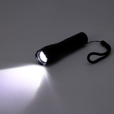 Linterna led aluminio 12,5 cm, con zoom, 3 x aaa (no incluidas), negra, 125 x 30 x 30 mm