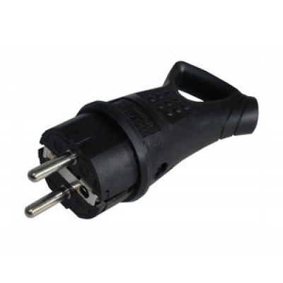 Clavija Macho SCHUKO IP44 Goma NEGRA a DEDO 16A DH