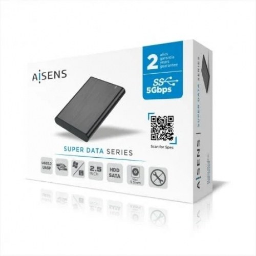Caja Externa para Disco Duro de 2.5 Aisens ASE-2525B/ USB 3.1/ Sin tornillos