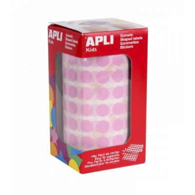 Apli Rollo de Gomets Redondos - Adhesivo Permanente - 5.192 Gomets - Fomenta la Psicomotricidad - Adhesivo Base Agua - Libre de Disolventes