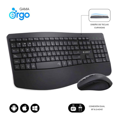 Teclado + raton subblim combo dual office prowave negro