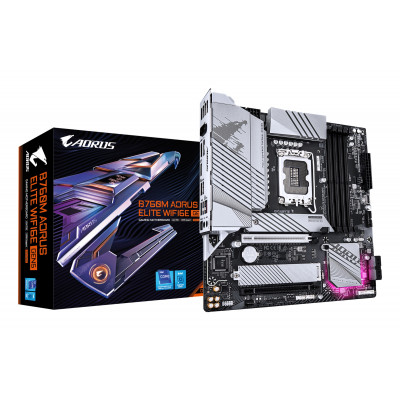 B760M AORUS ELITE WIFI6E GEN5 Placa Base  Compatible con procesadores Intel Core 14ª generación, VRM digital de 12+1+1 fases, hasta 5600 MHz DDR5, 2 x M.2 PCIe 4.0, Wi-Fi 6E, LAN 2.5 GbE, USB 3.2 Gen