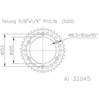 Corona ESJOT Aluminio negro 51-32045-49BP dientes 51-32045-49BP