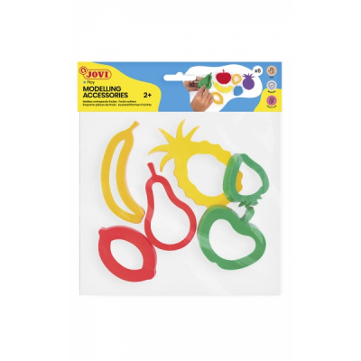Jovi Modelling Accessories Bolsa Colgable con 6 Moldes de Corte Frutas - Moldes de Plastico para Plastilina - Formas de Fruta - Color Surtido
