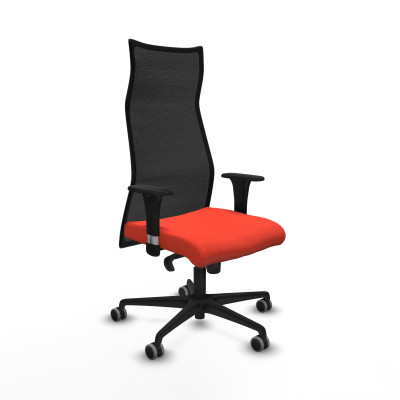 Albacete malla sincro malla negra bali naranja oscuro brazos 1D base nailon ruedas 65mm engomadas