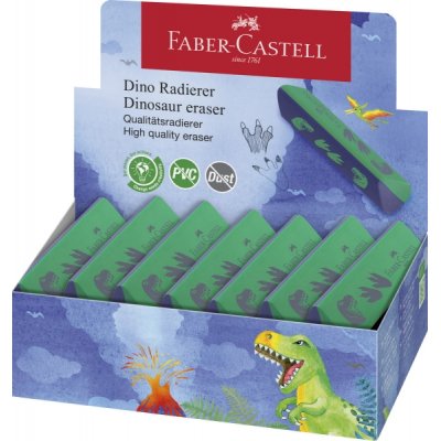Faber-Castell Dinosaurio Goma de Borrar sin PVC - Forma Triangular Ergonomica - Sin Residuos - Borrado Limpio y Facil