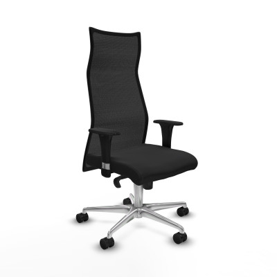 Albacete malla sincro malla negra similpiel negro brazos 1D base aluminio ruedas 65 mm nailon