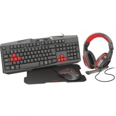 Pack Gaming Trust Gaming Ziva/ Teclado + Auriculares + Ratón Óptico + Alfombrilla