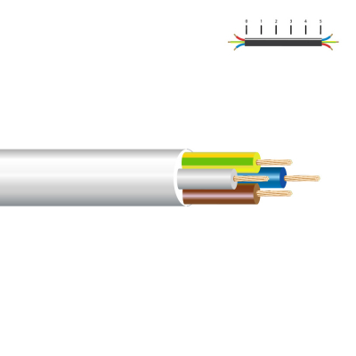 Manguera tubular vv-k06/1kv 4 g 1,50 mm², blanca euro/m