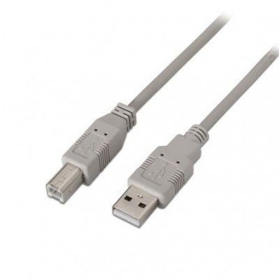 Cable USB 2.0 Impresora Aisens A101-0004/ USB Macho - USB Macho/ 4.5m/ Beige