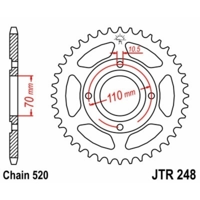 Corona JT SPROCKETS acero estándar 248 - Paso 520 JTR248.44