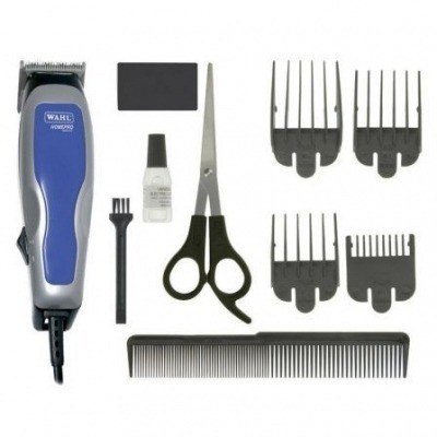 CORTAPELOS WAHL HOME PRO BASIC - CUCHILLAS ACERO CARBONO AUTO AFILABLES - 4 PEINES GUÍA - FUNCIONA CON CABLE - PEINE + TIJERAS + ACEITE