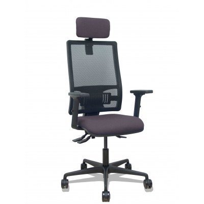 Silla Bormate asincro malla negra asiento bali gris oscuro brazos 2D ruedas 65mm cabecero regulable