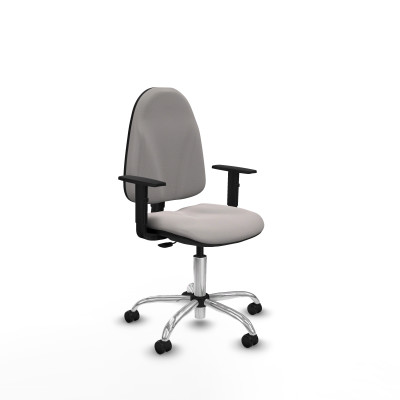 Algarra CP similpiel blanco brazos 1D base cromada ruedas autofrenantes 50mm