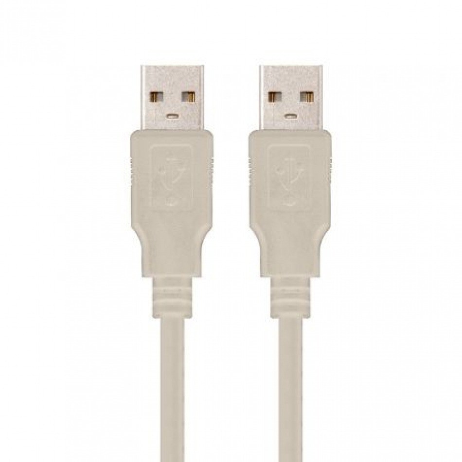 Cable USB 2.0 Nanocable 10.01.0303/ USB Macho - USB Macho/ 2m/ Beige