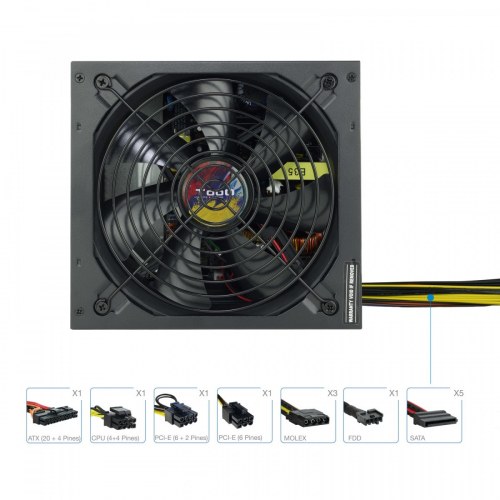 TooQ TQAPOLO-650SP fuente de alimentación 650 W 20+4 pin ATX ATX Negro